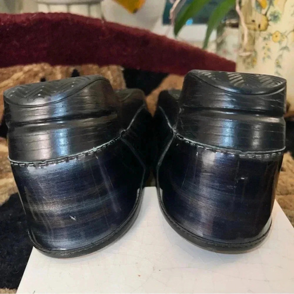 Dansko Women’s Clogs Shoes Mules Black Patent Leather Silver Copper Stripes 41 - Picture 8 of 16